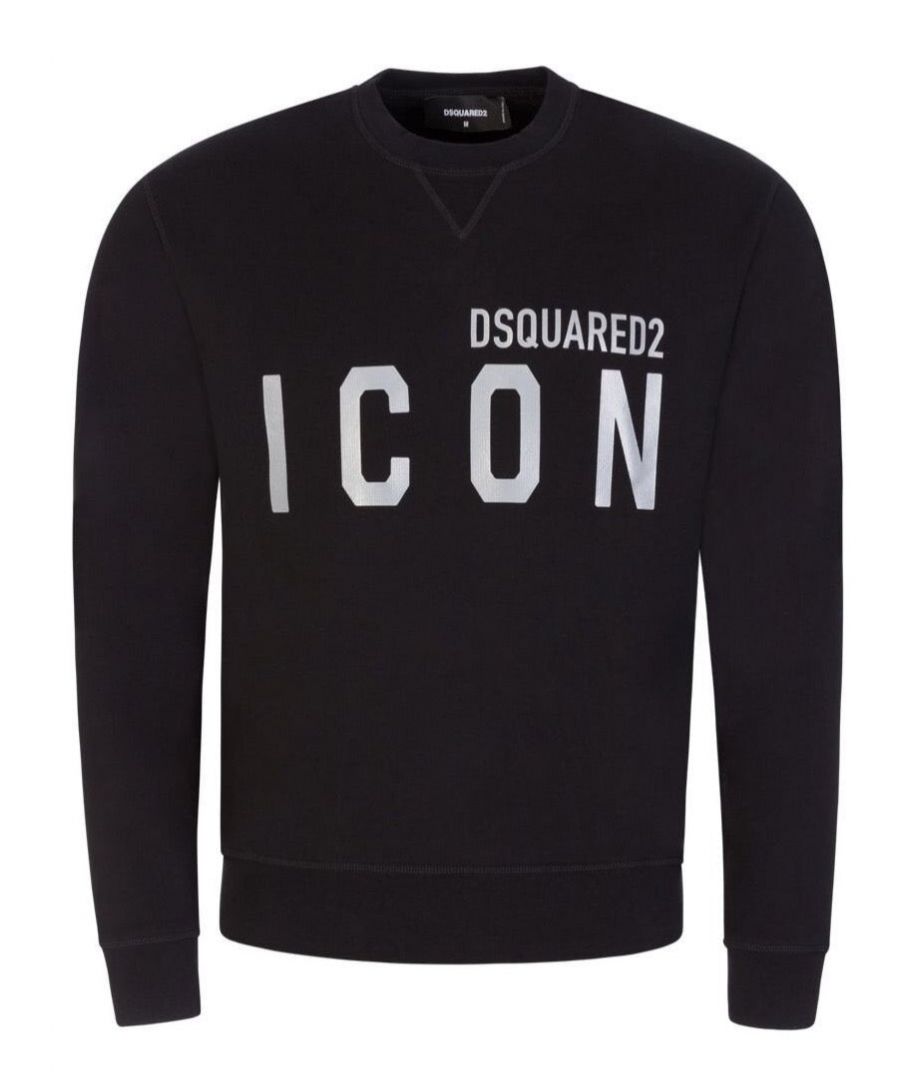 Fleece-lined for added comfort, this ultra-stylish men's Dsquared2 sweatshirt arrives in a jet black cotton base and features ribbing at the crewneck, cuffs and hem. Contrast logo branding adorns the chest to complete the look in classic Dsquared2 fashion.