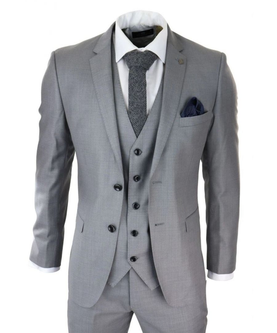 paul andrew mens 3 piece light grey classic stitch retro suit - size 48 (chest)