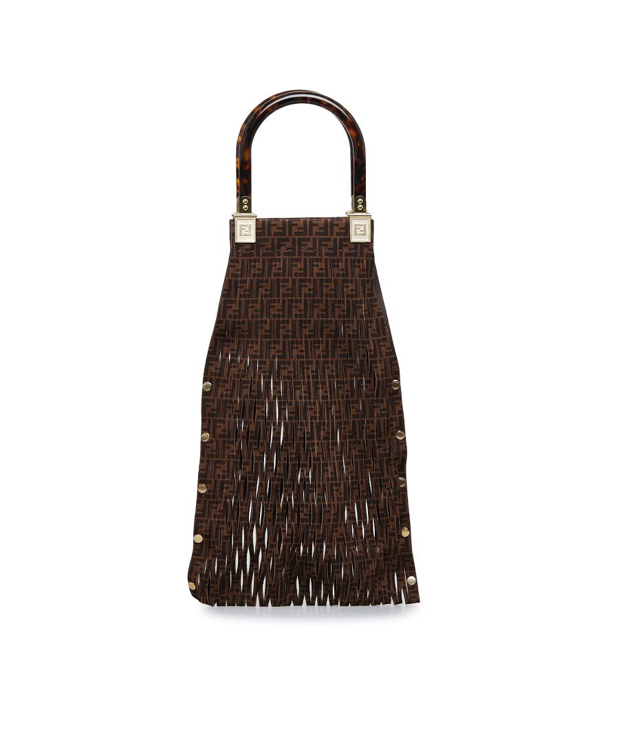 Fendi Pre-owned Womens Vintage Zucca Sunny Suede Tote Brown - One Size