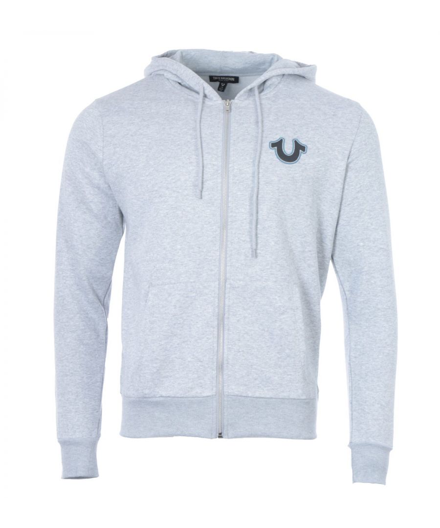 Image for True Religion Jeans Brand Logo Zip Up Hooded Sweatshirt - Heather Grey