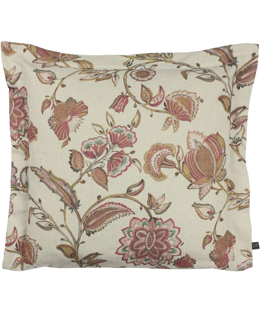 Prestigious Textiles Kenwood Bordered Rustic Floral Feather Filled Cushion - Rose Cotton - One Size product