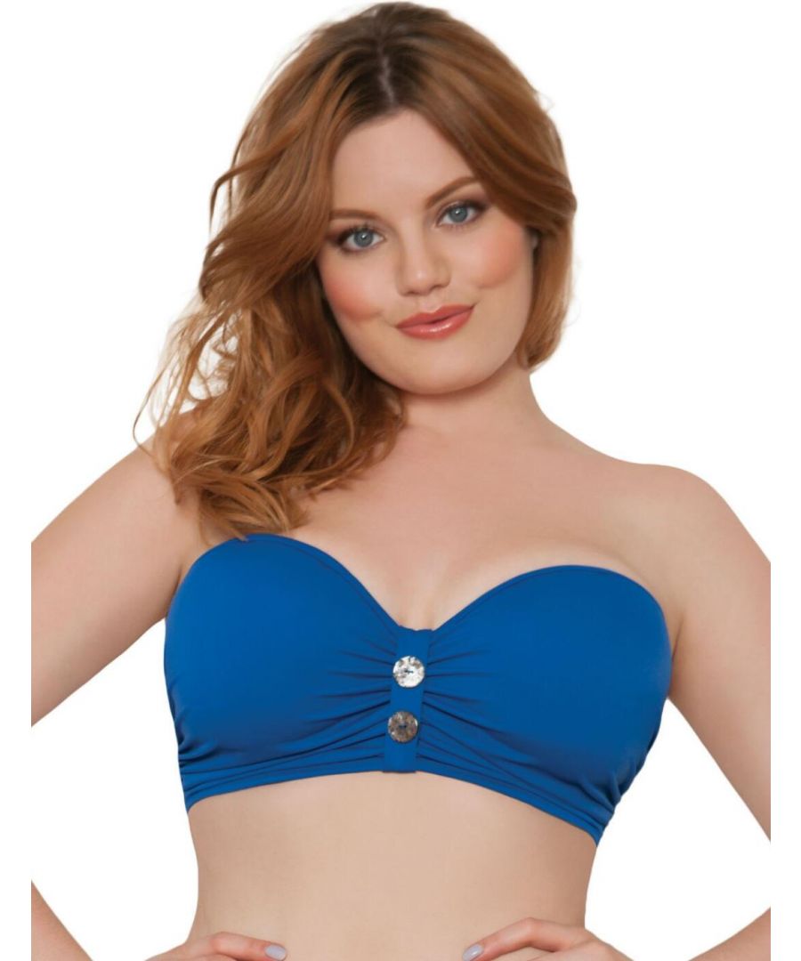 Curvy Kate Womens CS1941 Luau Love Bandeau Bikini Top - Blue - Size 32DD