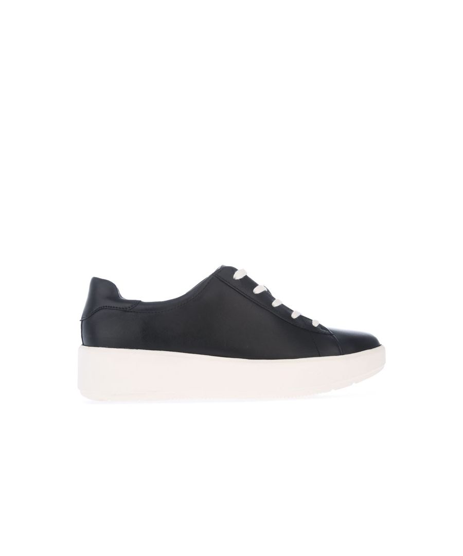 clarks womenss layton pace trainers in black leather - size uk 4