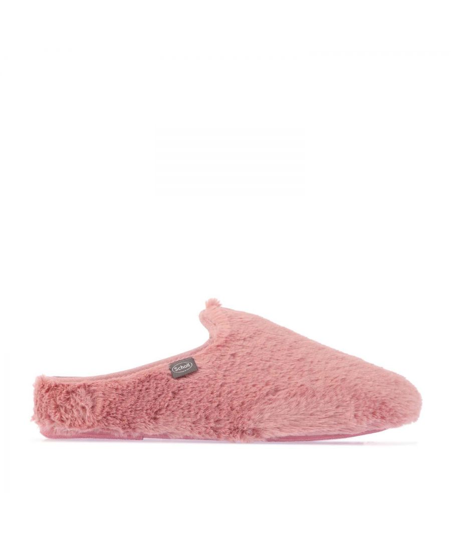 Scholl Maddy pantoffels van imitatiebont voor dames, roze