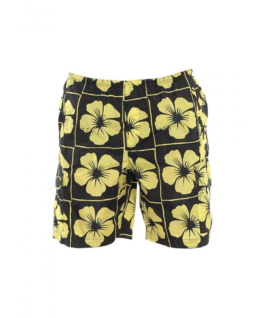 Palm Angels Mens Sunshine Splash Swim Shorts - Yellow Polyamide - Size Medium