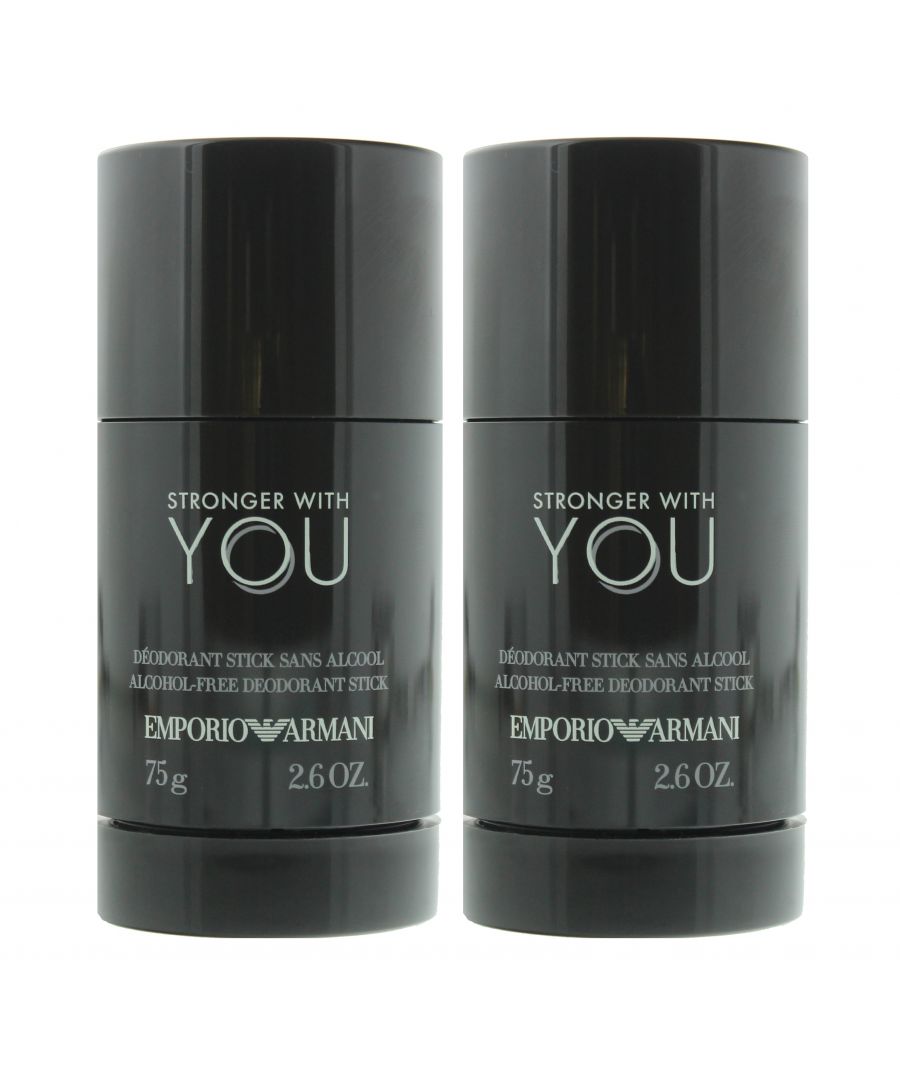 Emporio Armani Mens Stronger With You Deodorant Stick 75G X 2 - One Size
