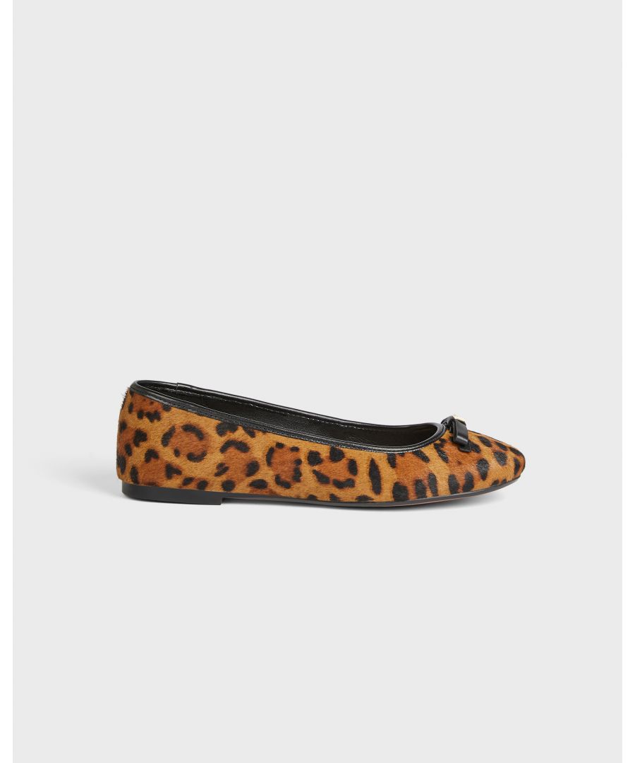 Imitation Leopard Bow Ballerina Shoe