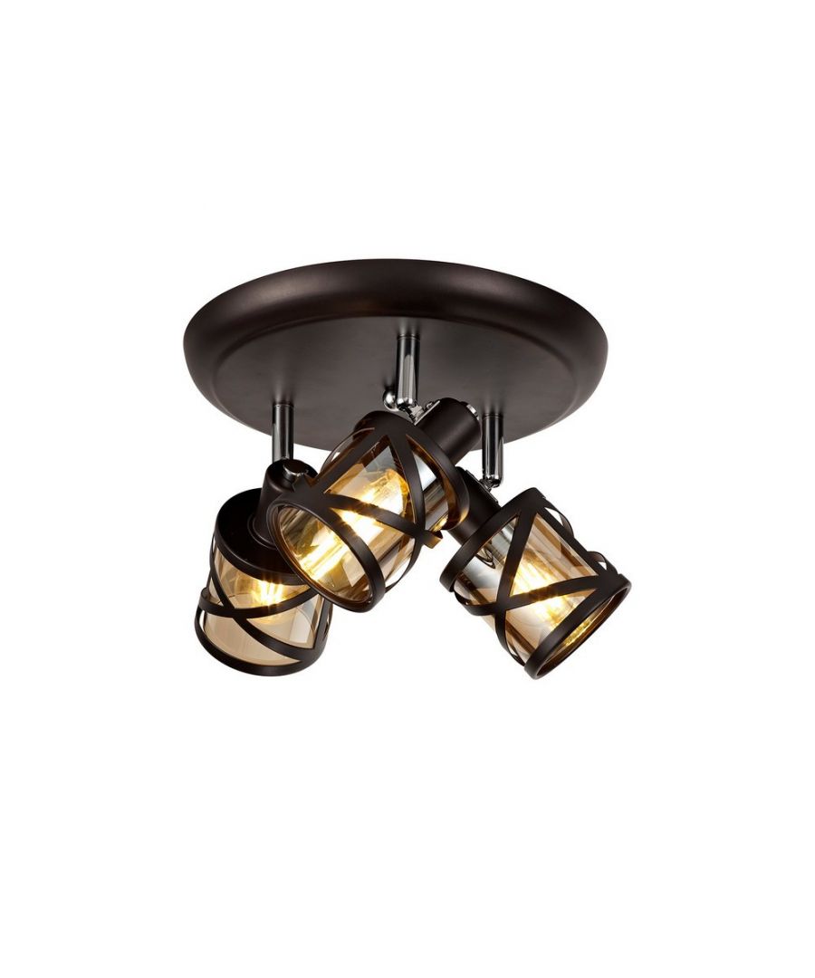 Finish: Polished Chrome, Oiled Bronze | Shade Finish: Amber | IP Rating: IP20 | Height (cm): 13.5 | Diameter (cm): 35 | No. of Lights: 3 | Lamp Type: E14 | Dimmable: Yes - Dimmable Lamps Required | Wattage (max): 40W | Weight (kg): 0.9kg | Bulb Included: No