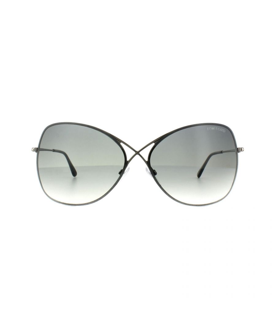 Tom Ford 0250 Colette Sunglasses feature a thin metal frame with the iconic Tom Ford cross shape at the bridge which Tom Ford introduced and that still looks great on these Colette sunglasses. Temples feature the decorative T piece and also an interesting rotating effect for an elegant sophisticated finish.