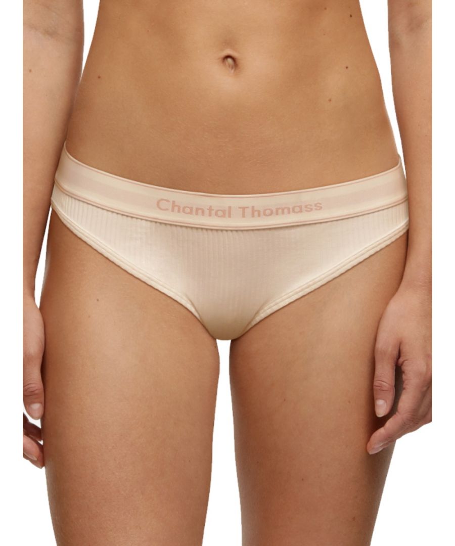 Chantal Thomass 211 Honoré Brief. Ribbed knit with a microfibre lining. Product is made of 92% Nylon, 8% Elastane and is hand-wash only.