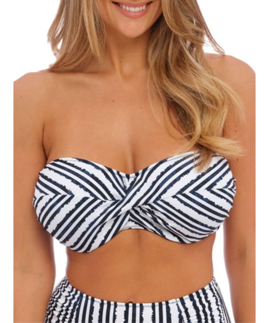 Fantasie Womens Sunshine Coast Twist Bandeau Bikini Top - Blue Polyamide - Size 30G