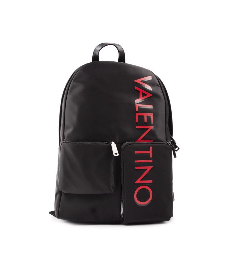 Mens black Valentino Bags ash backpack, manufactured with nylon. Featuring: internal laptop section, adjustable shoulder straps, rear zip section, top grab handle and protective dust bag.