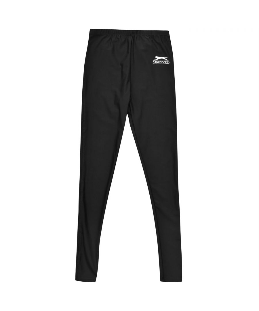 Slazenger Swimwear Men's Long Tights - > Men's tight > Soft, stretch knit > Excellent moisture-management properties > Flat elasticated waistband with drawcord > Slazenger logo at left side > Machine washable