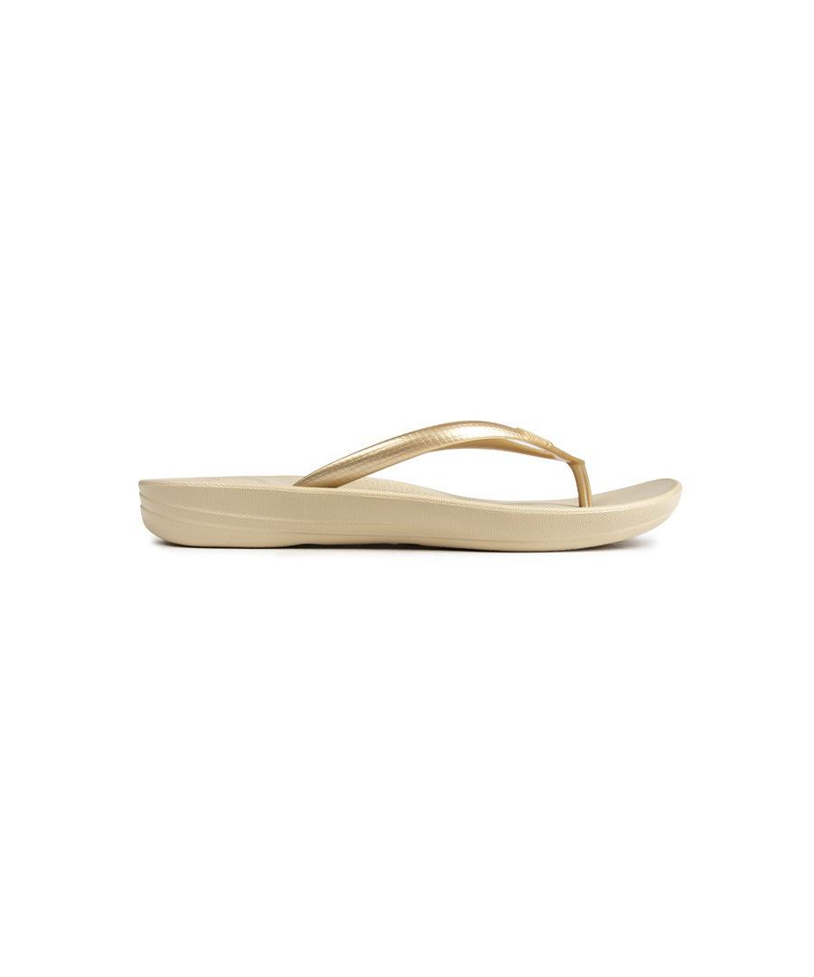 Fitflop Womens Iqushion Ergonomic Sandals - Gold Rubber - Size UK 4