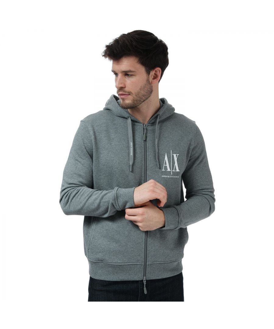 Men's Armani Exchange Icon Logo Zip Hoody in Grey
