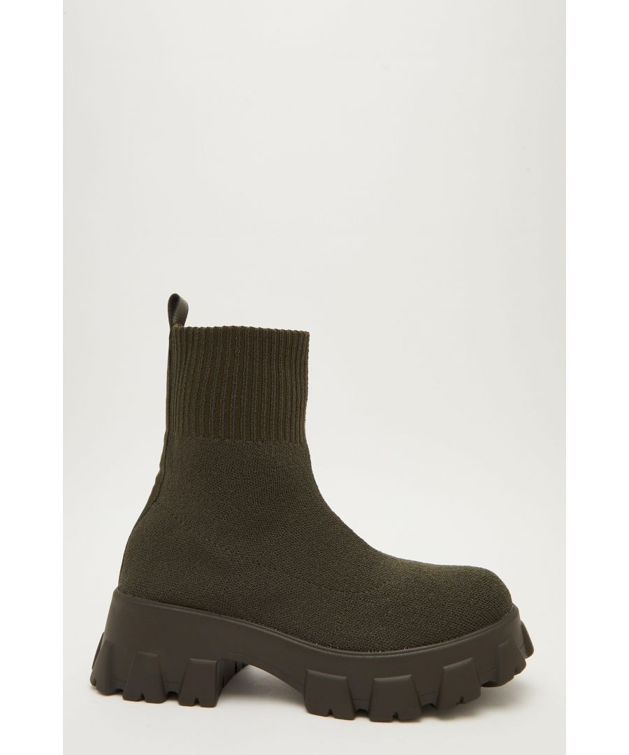 - Sock boot style  - Chunky sole  - Slip On  - Heel height 2