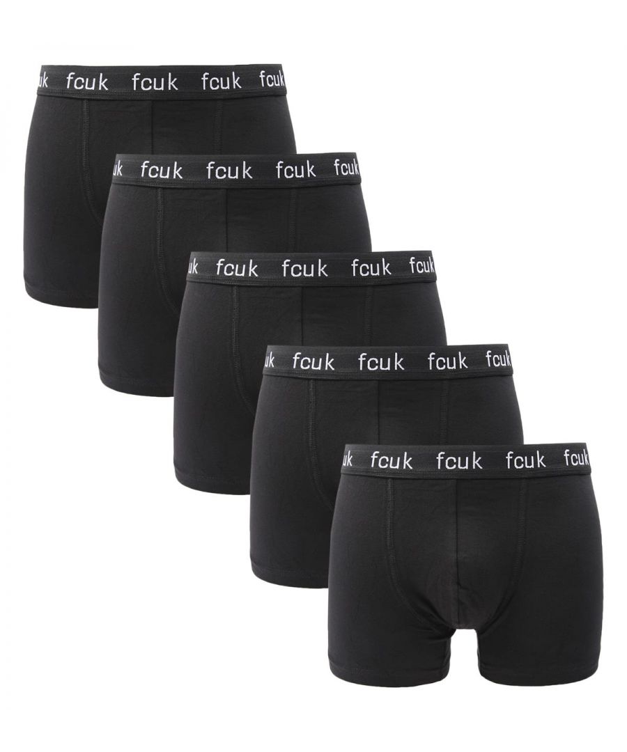 Refresh your everyday essentials with French Connection and this multipack of five classic boxer trunks. Crafted from super soft stretch cotton offering day-long comfort and breathability. Each pair are fitted with an elasticated waistband and contrasting fcuk logo details for a signature touch. Five Pack, Stretch Cotton, Elasticated Waistband, 95% Cotton & 5% Elastane, French Connection Branding.