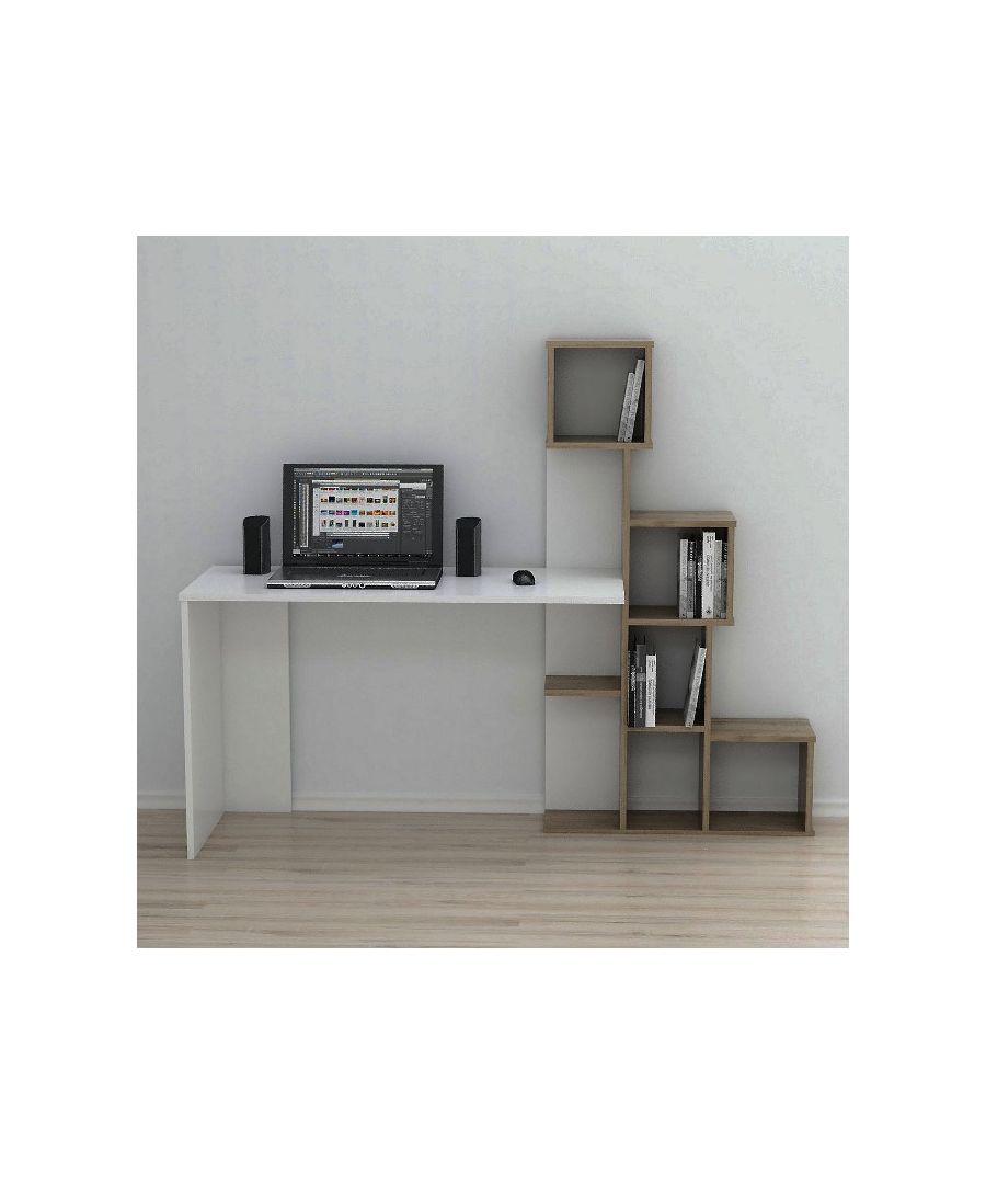 This modern and functional desk is the perfect solution to make your work more comfortable. Suitable for supporting all PCs and printers. Thanks to its design it is ideal for both home and office. Mounting kit included, easy to clean and easy to assemble. Color: White, Walnut | Product Dimensions: W176xD50xH141,8 cm | Material: Melamine Chipboard | Product Weight: 34 Kg | Supported Weight: Table 20 Kg, 5 Kg for Each Shelf | Packaging Weight: 35 Kg | Number of Boxes: 1 | Packaging Dimensions: 129,2x54,2x10 cm.
