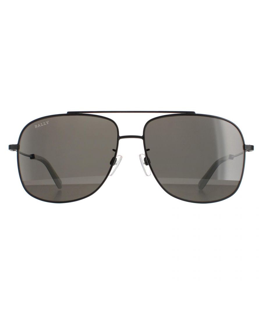 Bally Aviator Mens Black Grey Polarised Mirrored  BY0050-K  BY0050-K are a modern aviator style crafted from lightweight metal. The double bridge design and silicone nose pads ensure all day comfort. Bally's logo features on the slender temples for brand recognition.