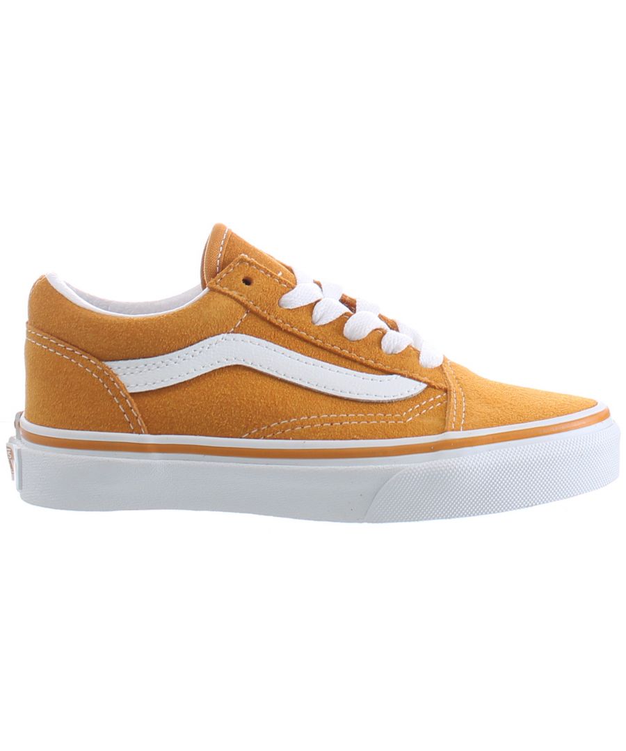 Vans Childrens Unisex Old Skool Orange Kids Shoes Leather - Size UK 11.5 Kids