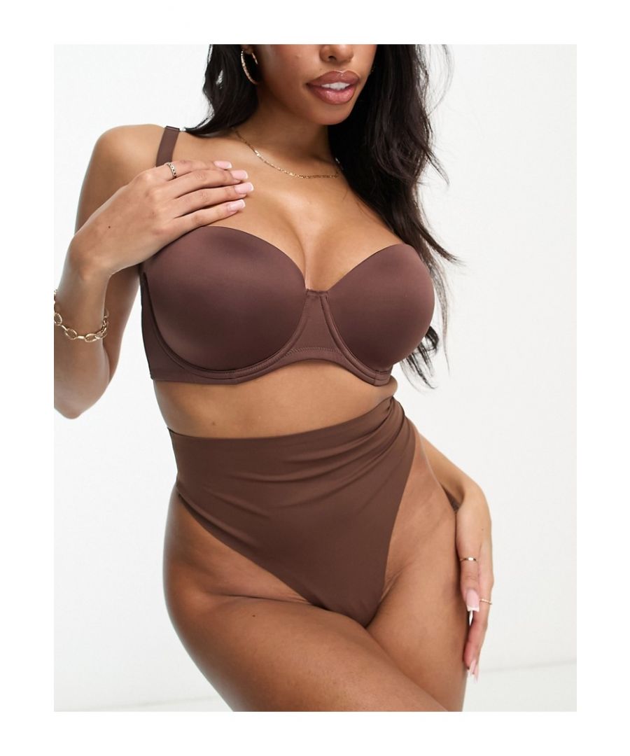 Asos Design Womens Fuller Bust Microfibre Moulded Multiway Strapless Bra In Brown - Size 32Ff
