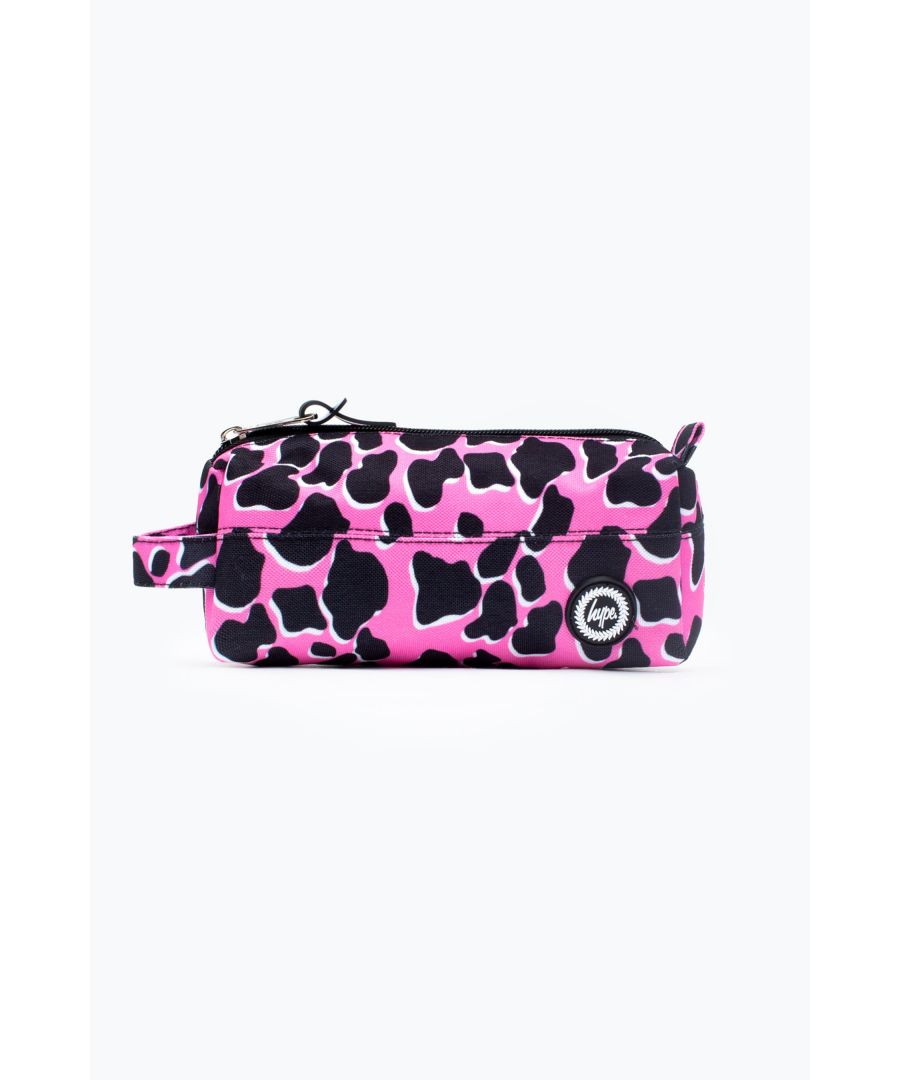 Meet the HYPE. Pink & Black Outline Animal Pencil Case, part of the HYPE. 2022 Back to School collection. This pencil case is the perfect home for your stationery, pencils, pens, rulers, highlighters and more, featuring a sublimated pink and black outline animal print with rubber HYPE. crest branding and a zip puller. Bundle up with the matching utility backpack to start the school year in style.