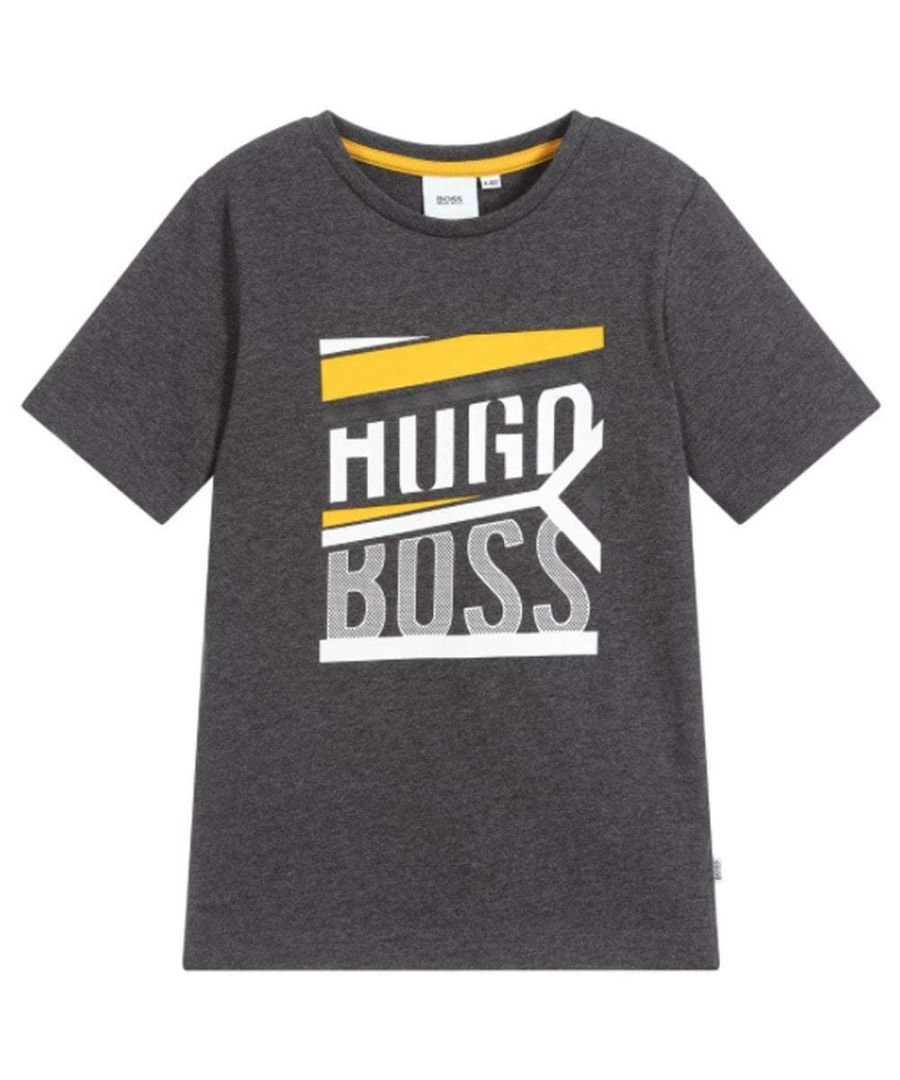 Image for Hugo Boss Boys Graphic Print Logo T-Shirt Grey