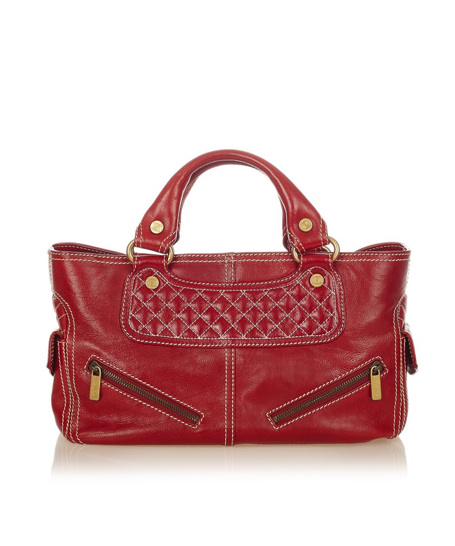 Image for Vintage Celine Boogie Leather Handbag Red