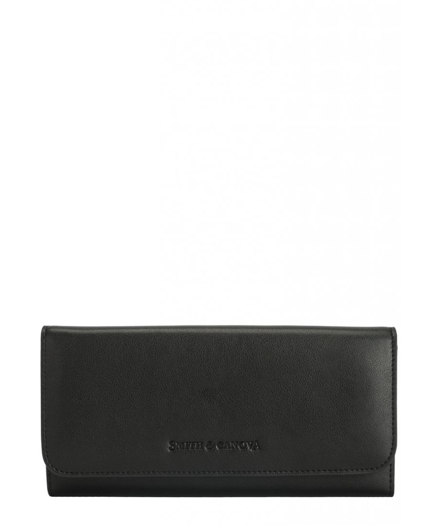 Introducing this new, sleek shape with a modern contemporary design made from genuine lightly textured leather for a delicate texture. With a debossed logo this minimalist design is a staple piece. Featuring 8 card slots, a coin purse and a note holder, all your valuables are safe. Features: , Genuine Leather, Zip top flap over, Smith & Canova debossed logo, Large zipped pocket inside., Note holder, Eight card slots, Smith & Canova branded lining Style Ref: 26831 BLACK
