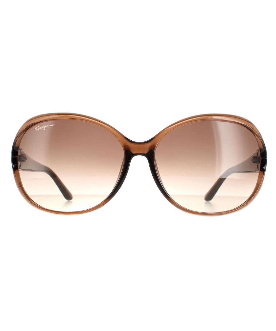 Salvatore Ferragamo Oval Womens Light Brown Brown Gradient SF770SA  SF770SA are a lovely oversized style with a stylish gap to the sides and textured design temples
