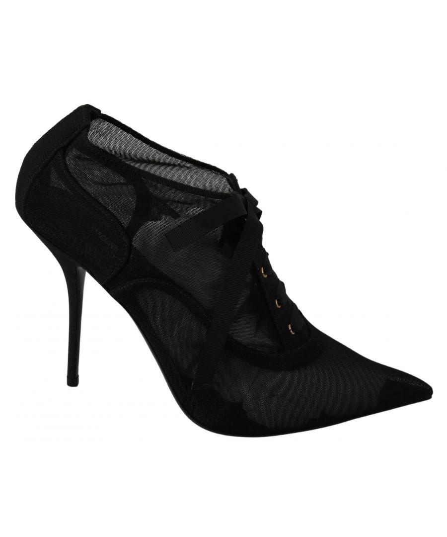 Image for Dolce & Gabbana Black Tulle Silk Lace Heels Pumps Shoes