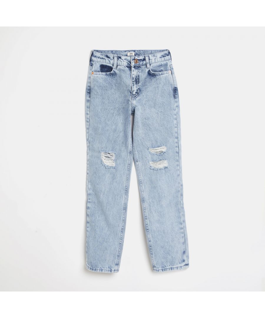 > Brand: River Island> Department: Girls> Colour: Blue> Type: Jeans> Style: Straight> Material Composition: 100% Cotton> Material: Cotton> Occasion: Casual> Size Type: Regular> Fit: Regular> Season: SS21