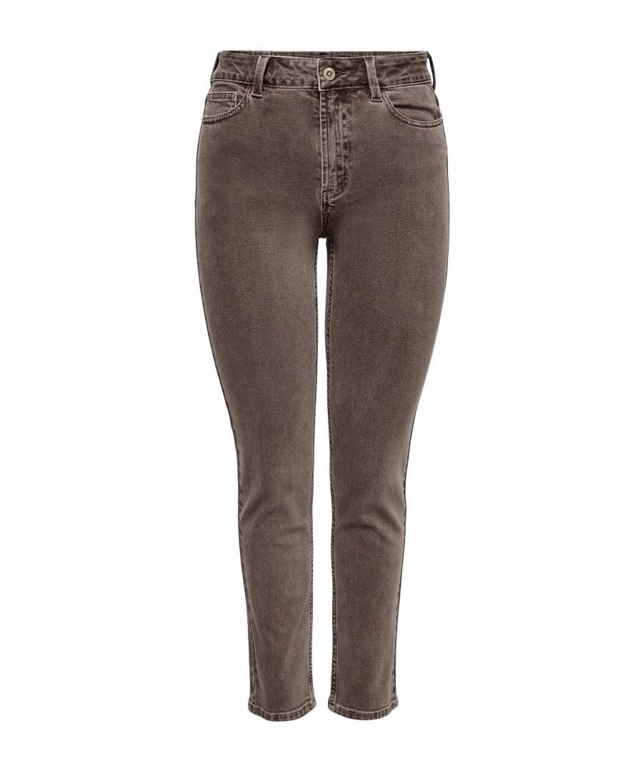 Deze straight fit jeans voor dames van ONLY is gemaakt van stretchdenim. Het 5-pocket model heeft een hoge taille en heeft een rits- en knoopsluiting.details van deze jeans:•  stijlnaam: ONLEMILY•  riemlussen•  5-pocket