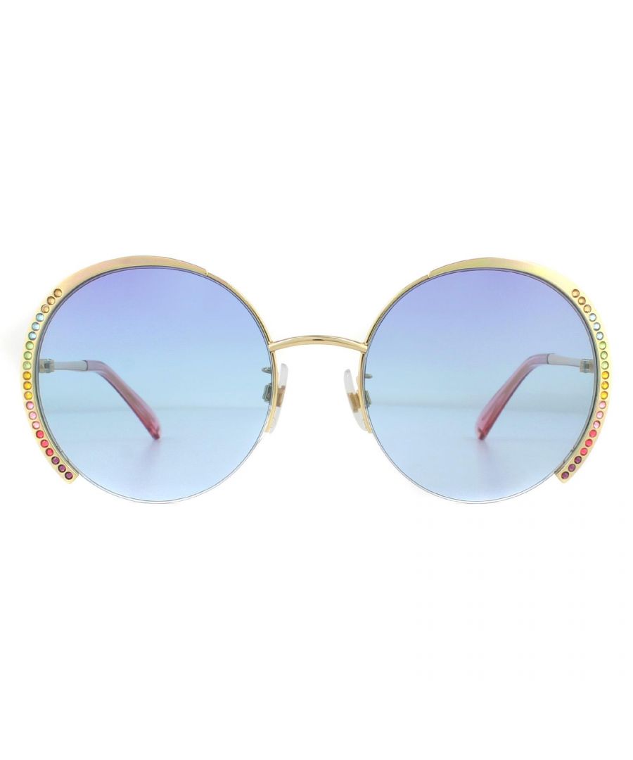 Swarovski Sunglasses SK0280-H 32W Gold Blue Gradient are a glamorous round design crafted from slender metal and embellished with Swarovski crystals on the outer edge of the frame.
