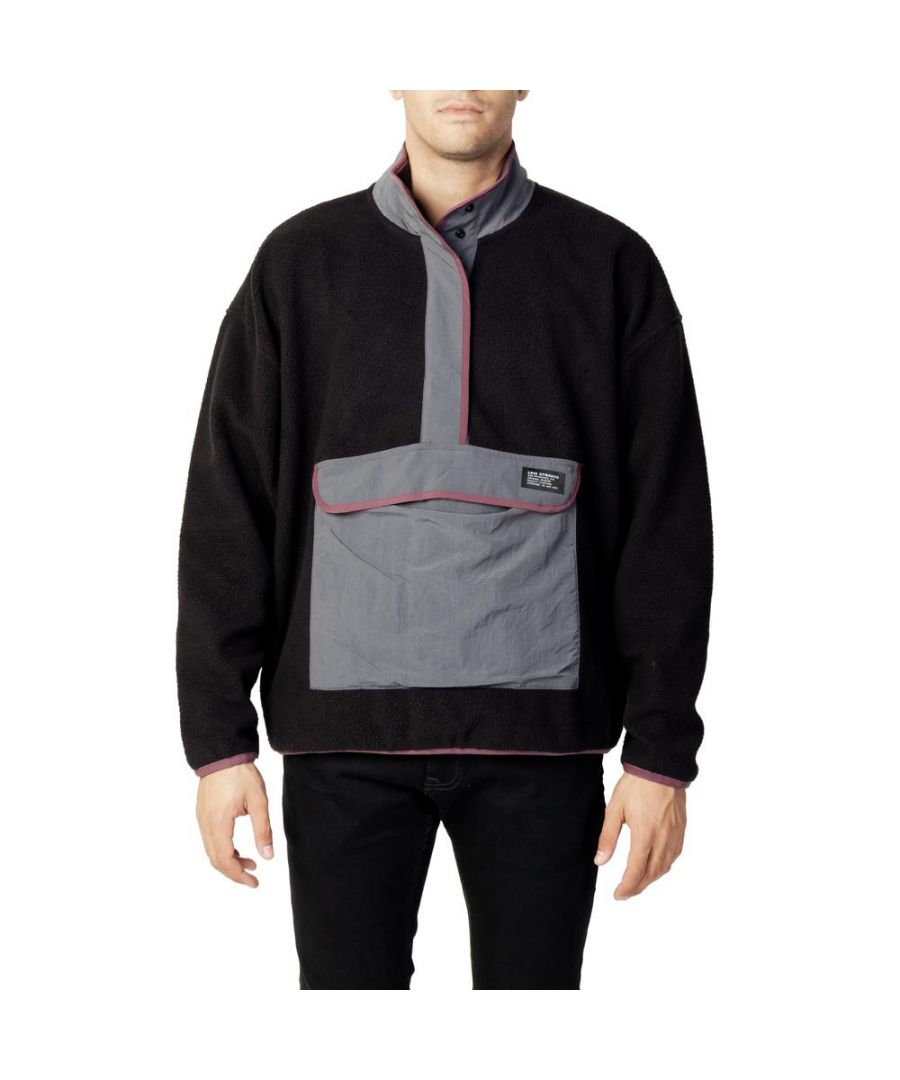 Long-sleeved sweatshirt, 1 central pocket, buttons, contrasting details, logo Polyester
