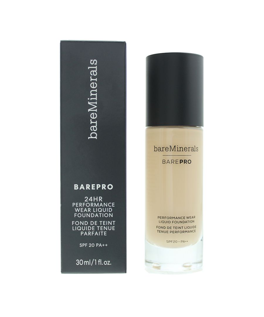 The Bare Minerals Barepro Performance Wear Broad Spectrum Spf 20 Liquid Foundation is a range of foundations covering 35 colours. The foundations are a creamy liquid texture, offering full coverage with a natural matte finish and last 24 hours. The foundation blends mineral pigments and lipids found in skin to lock in a true colour coverage. The foundation is formulated with bamboo stem extract for a soft finish, and papaya enzymes, to improve the texture of skin. The foundation is heat, humidity, water and sweat resistant and also provides SPF 20 protection, to help avoid the premature signs of ageing.