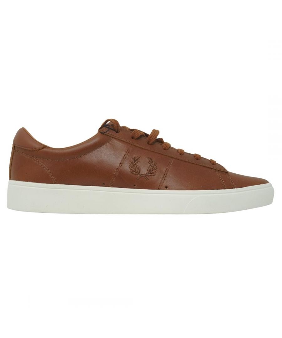 Fred Perry Spencer Waxed Leather Mens Brown Trainers - Size UK 6.5