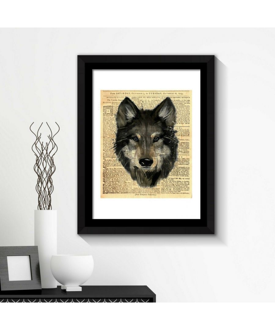 Image for Combo of Framed Art 2in1 Wolf Newspaper Animal Poster Framed Photo, Framed Art
