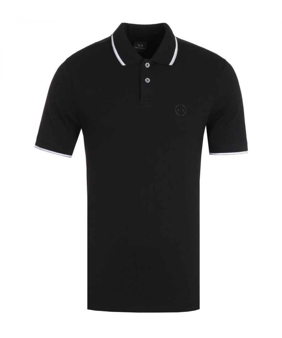 armani exchange mens tipped polo shirt - black - size medium