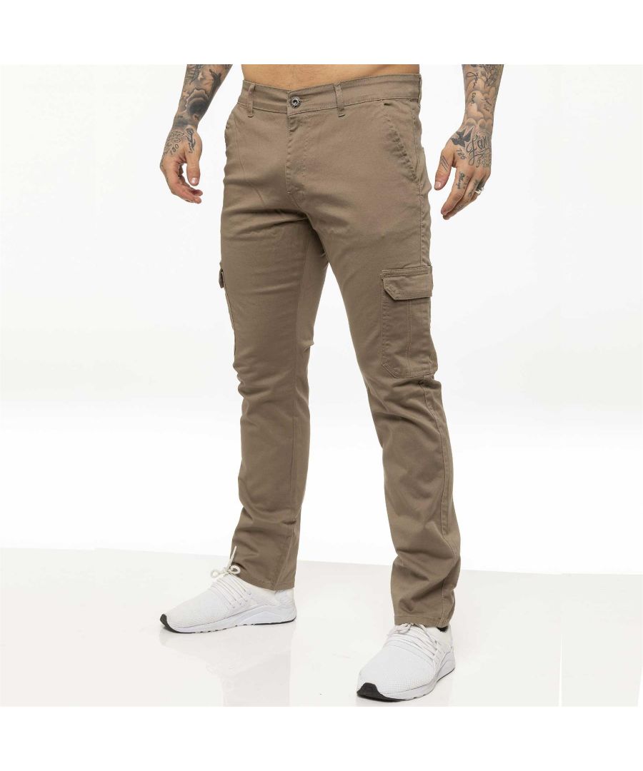 These EZ410 Enzo Mens Combat Chinos features 2 front pockets, 2 back pockets, 2 Velcro side pockets and a zip fly fastening. Crafted from 98% Cotton and 2% Lycra, these Slim Fit Chinos are available in Regular leg (32”) only