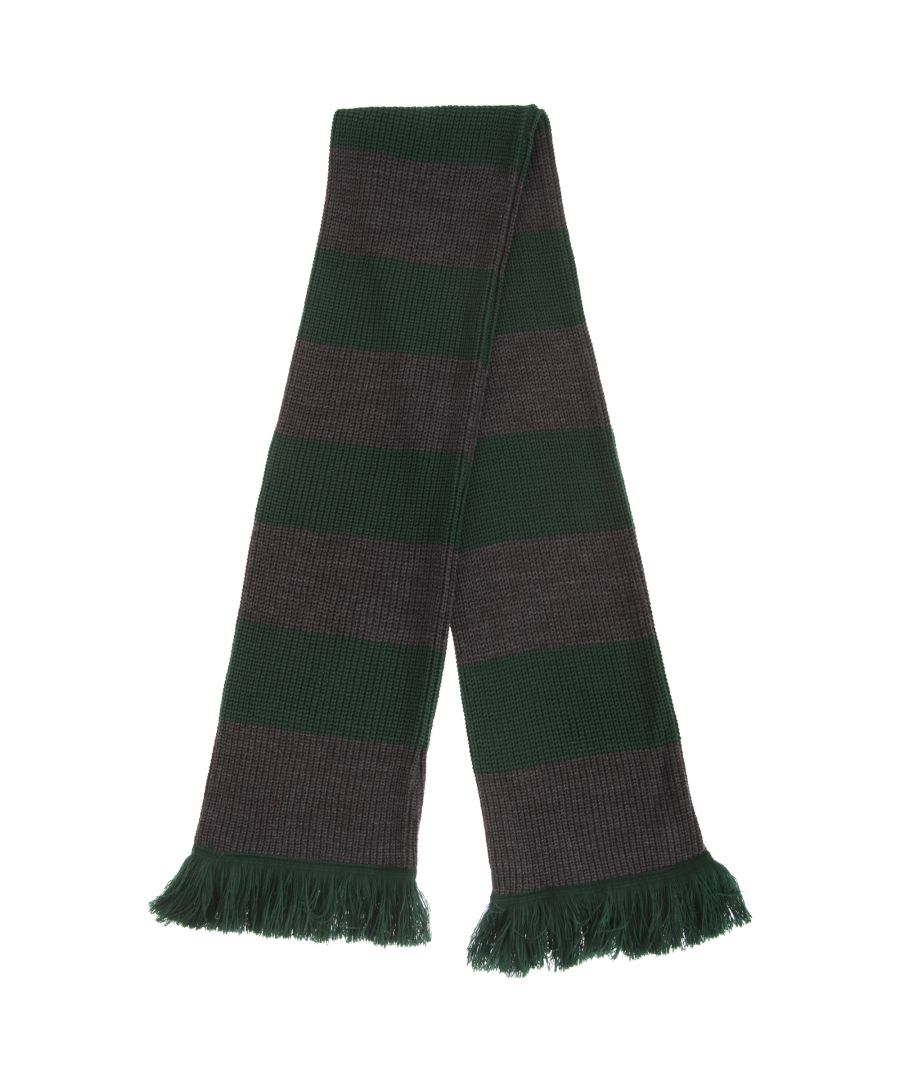 Image for FLOSO Unisex House Style Knitted Winter Scarf With Fringe (Green/Grey)