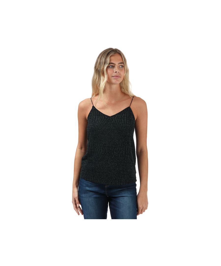 Image for Women's Only Carolla Glitter Cami Top in Black Silver
