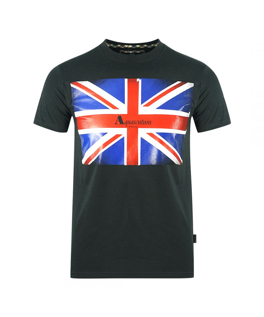 Aquascutum zwart T-shirt met Britse vlag