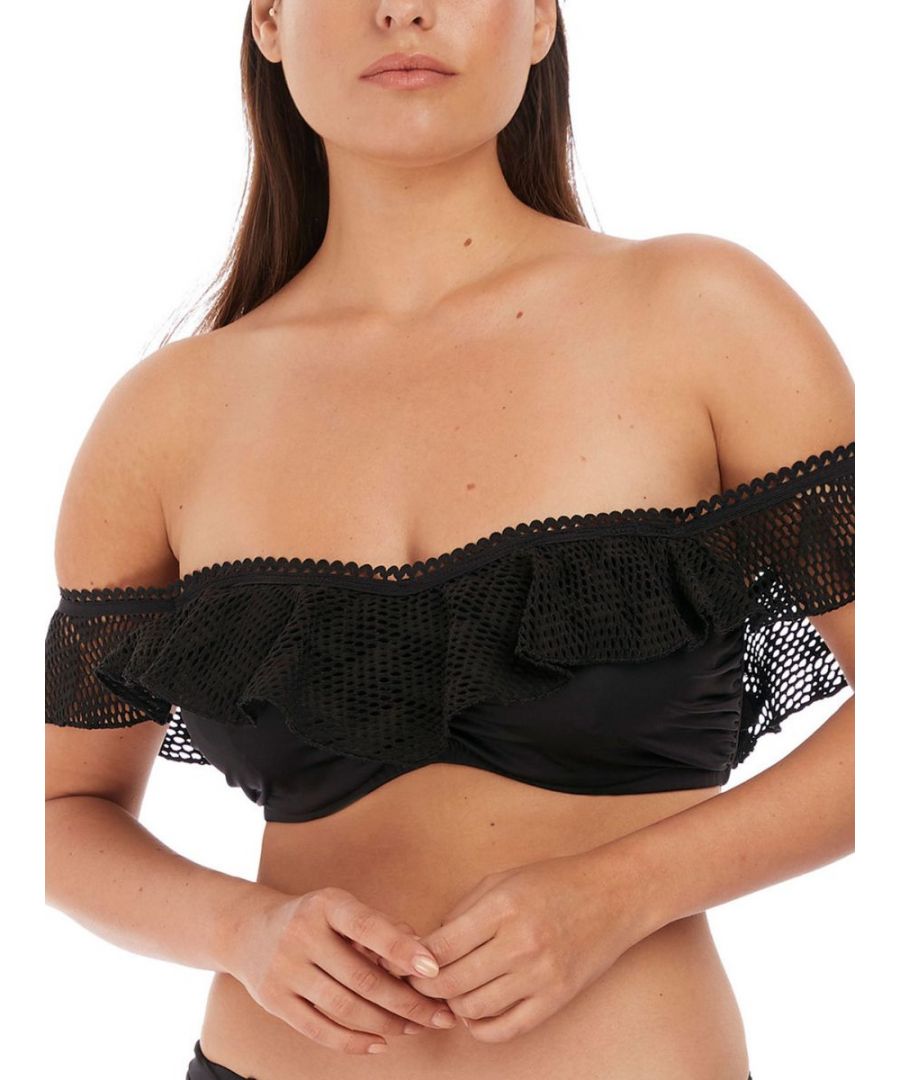 Fantasie Womens Marseille Bardot Bikini Top - Black Polyamide - Size 36E