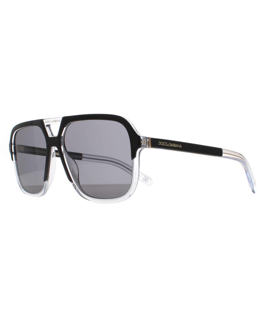 Dolce & Gabbana Aviator Mens Top Black on Crystal Dark Grey DG4354 Sunglasses - One Size