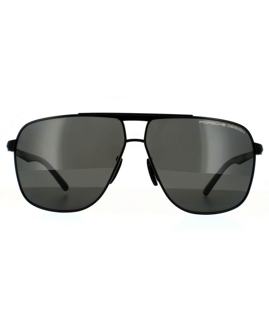 Porsche Design Aviator Mens Black Grey Polarized 90041091 Porsche Design are a snazzy aviator style crafted from lightweight metal. The slim line top brow bar and adjustible nose pads provide maximum comfort. The Porsche Design branding features on the slim temples for brand authenticity.