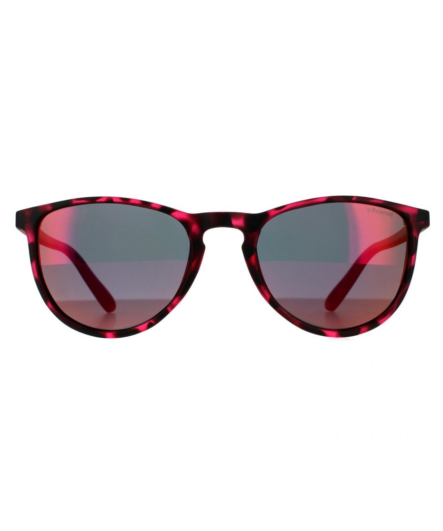 Polaroid Kids Cat Eye Kids Marble Pink Grey Purple Mirror Polarized Sunglasses Polaroid Kids are a vibrant rectangular style crafted from lightweight acetate. Polarized lenses will ensure a comfortable glare free view while the slender temples are signed off with the Polaroid logo.