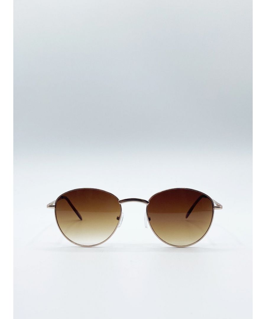 SVNX Mens Classic Round Metal Frame Sunglasses - Gold Metal (archived) - One Size