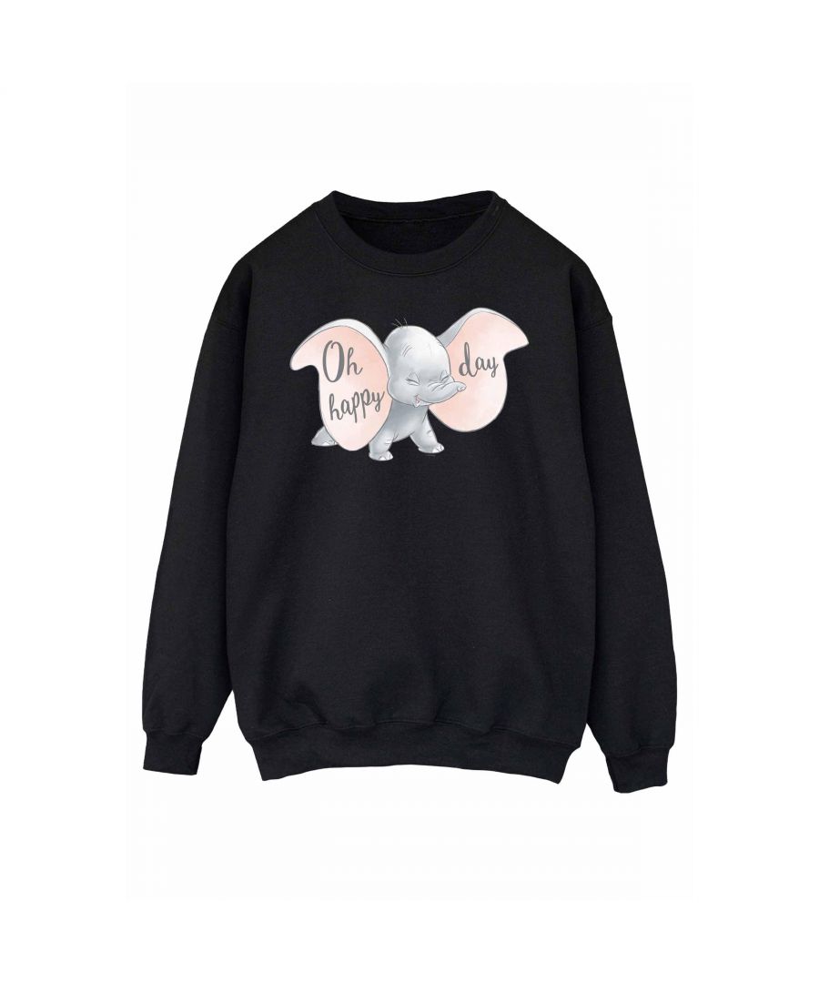 Disney Womens/Ladies Dumbo Happy Day Sweatshirt (Black) - Size X-Large