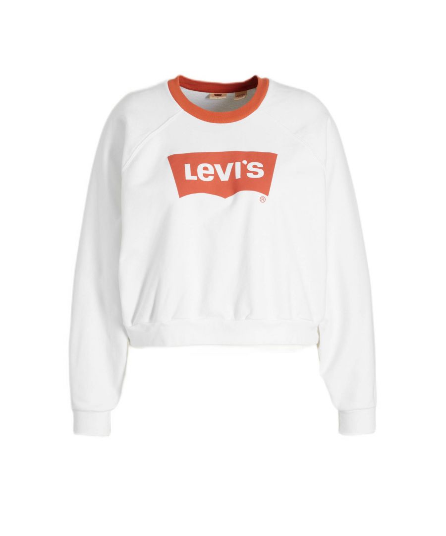 Deze sweater voor dames van Levi's Plus is gemaakt van katoen en heeft een logo-opdruk. Het model heeft een ronde hals en lange mouwen.details van deze sweater:stijlnaam: Vintage Raglangeribde boorden
